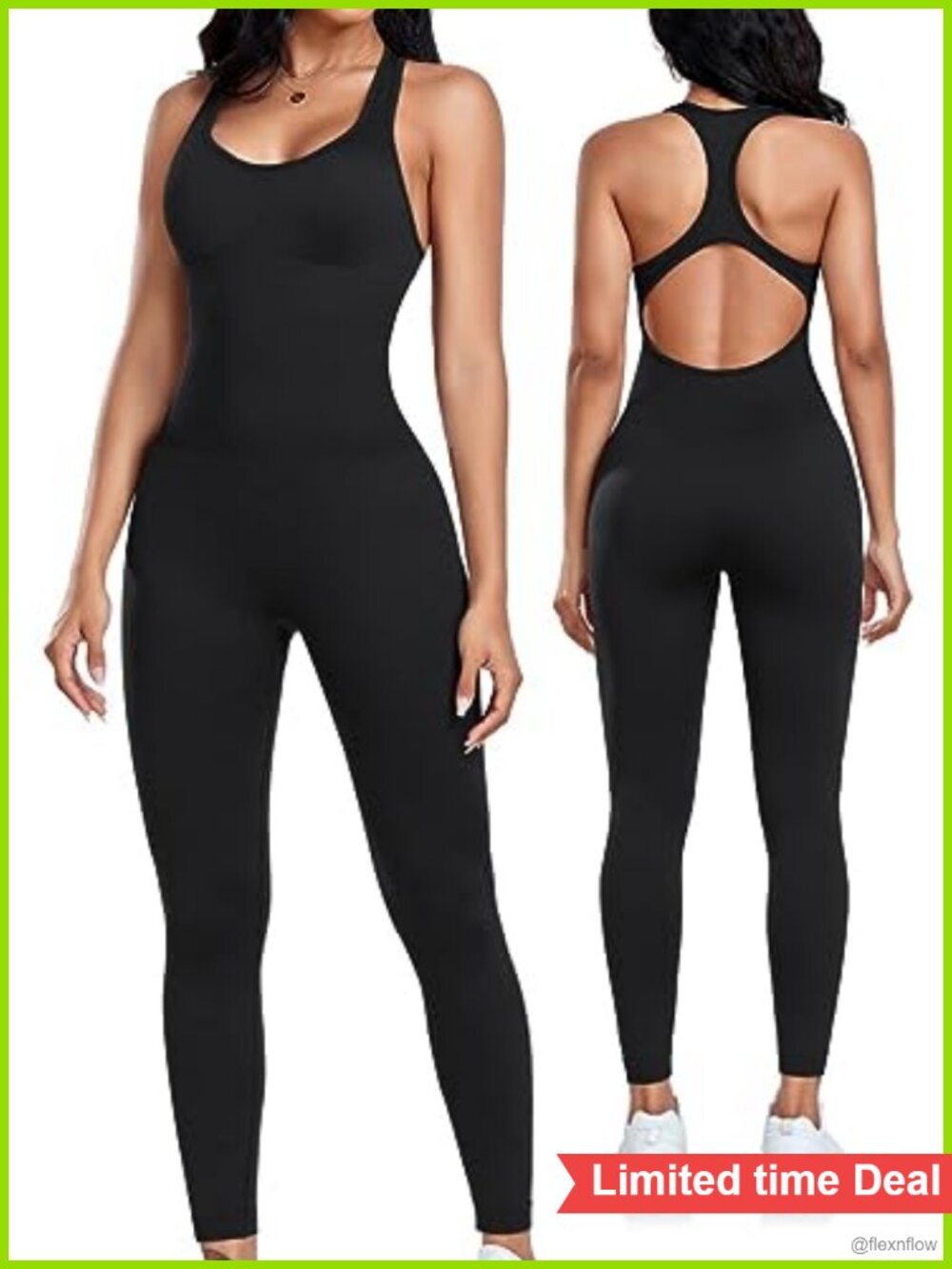 Womens Seamless Racerback Jumpsuit Tummy Control Padded Workout